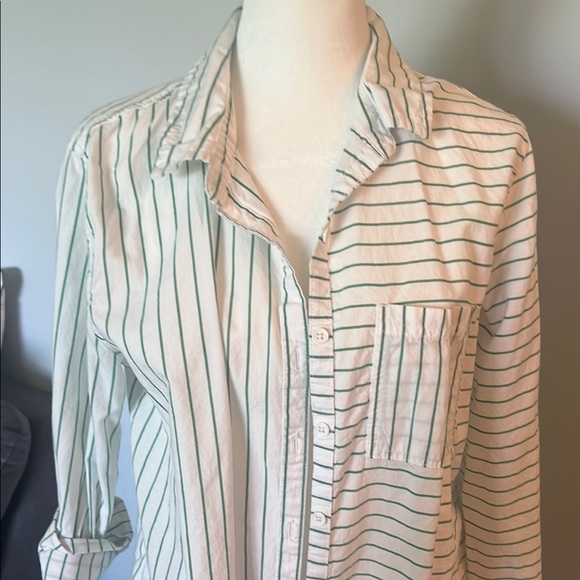 Maurices Green Striped Button-Up Shirt - Picture 2 of 3